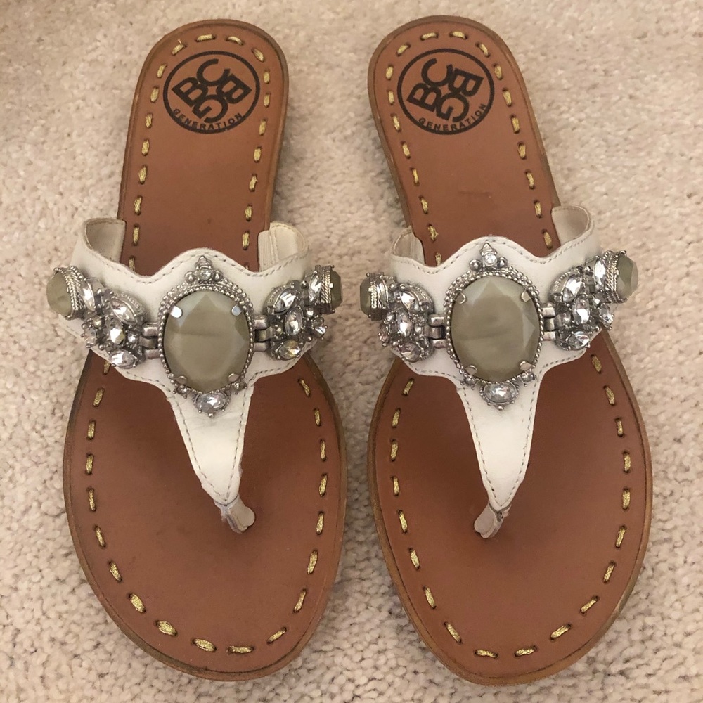 BCBG Embellished Leather Sandals